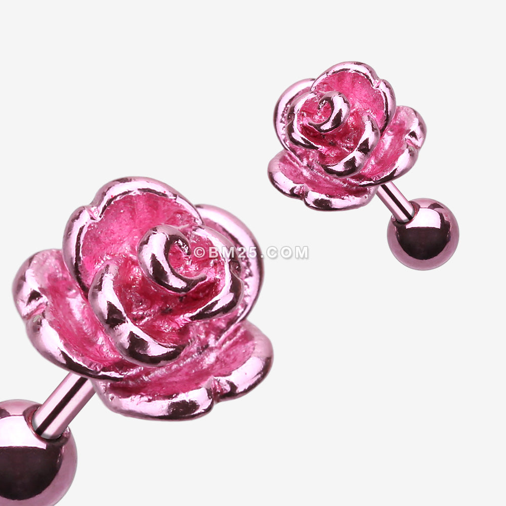 Detail View 1 of Colorline Steel Rose Cartilage Earring-Pink