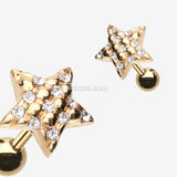 Detail View 1 of Golden Star Multi-Gem Cartilage Earring-Clear Gem