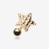 Golden Star Multi-Gem Cartilage Earring-Clear Gem