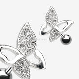 Detail View 1 of Dainty Butterfly Cartilage Earring-Clear Gem