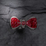 Detail View 2 of Multi-Gem Sparkle Bow Tie Cartilage Earring-Red