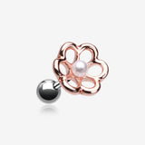 Rose Gold Pearl Flower Cartilage Tragus Earring