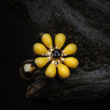 Detail View 1 of Golden Spring Blossom Flower Cartilage Tragus Earring-Yellow/Black