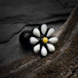 Detail View 1 of Blackline Spring Blossom Flower Cartilage Tragus Earring-Black/White/Yellow