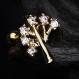 Detail View 1 of Golden Tree of Life Sparkle Cartilage Tragus Earring-Clear Gem