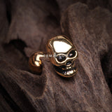 Detail View 1 of Golden Apocalyptic Skull Cartilage Tragus Barbell