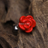 Detail View 1 of Vibrant Rose Blossom Cartilage Tragus Earring-Red