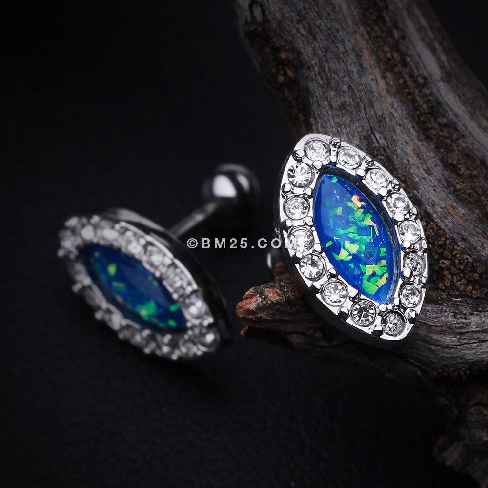 Detail View 2 of Opal Diamante Cartilage Tragus Earring-Clear Gem/Blue