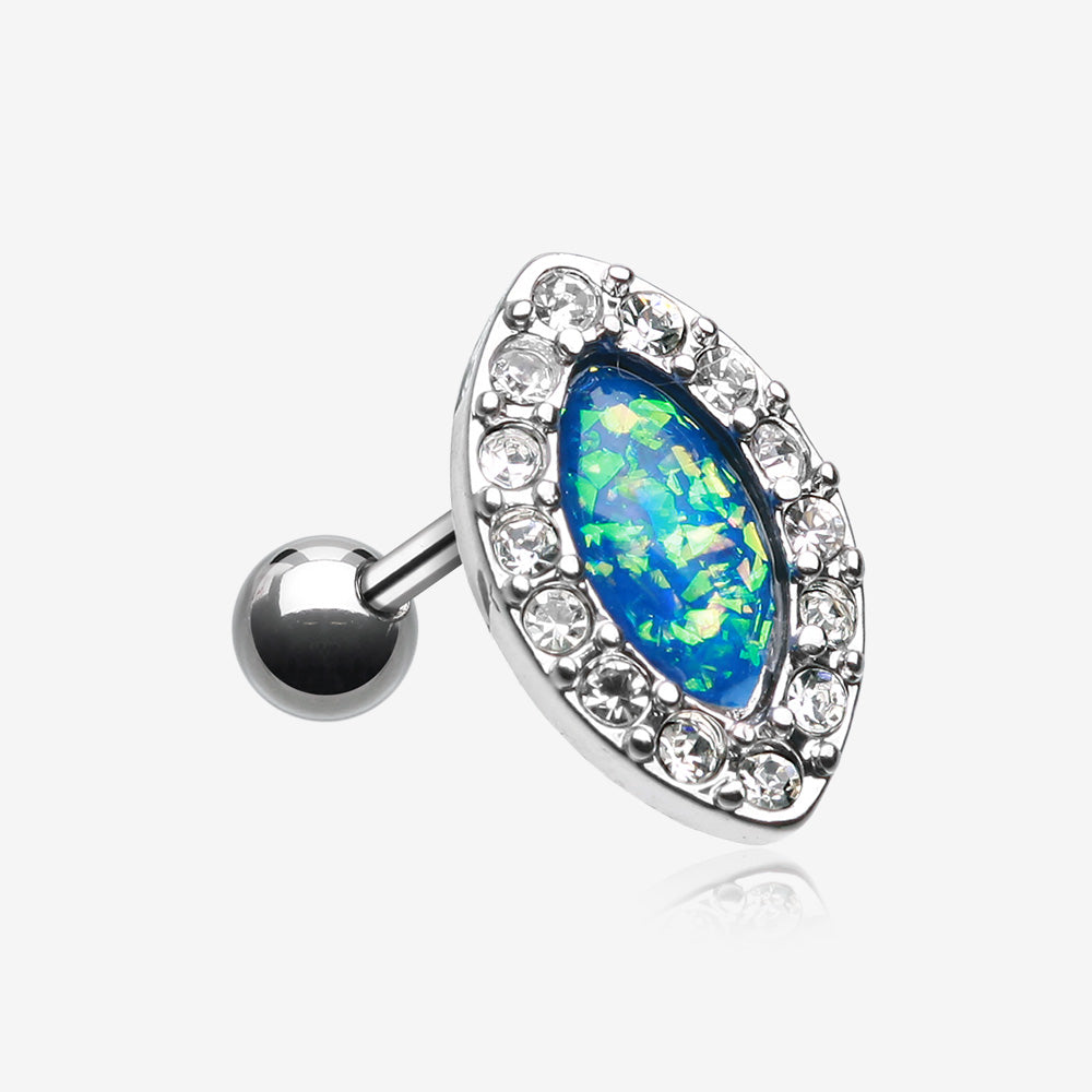 Opal Diamante Cartilage Tragus Earring-Clear Gem/Blue
