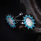 Detail View 2 of Elegant Opal Turquoise Cartilage Tragus Earring-Turquoise/White