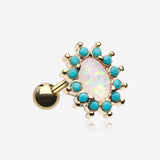 Golden Elegant Opal Turquoise Cartilage Tragus Earring-Turquoise/White
