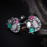 Detail View 2 of Sparkle Opal Medley Cartilage Tragus Earring-Clear Gem/Teal