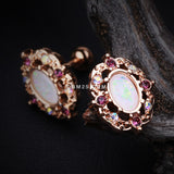 Detail View 2 of Rose Gold Grand Florid Opal Cartilage Tragus Earring-White