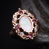 Detail View 1 of Rose Gold Grand Florid Opal Cartilage Tragus Earring-White