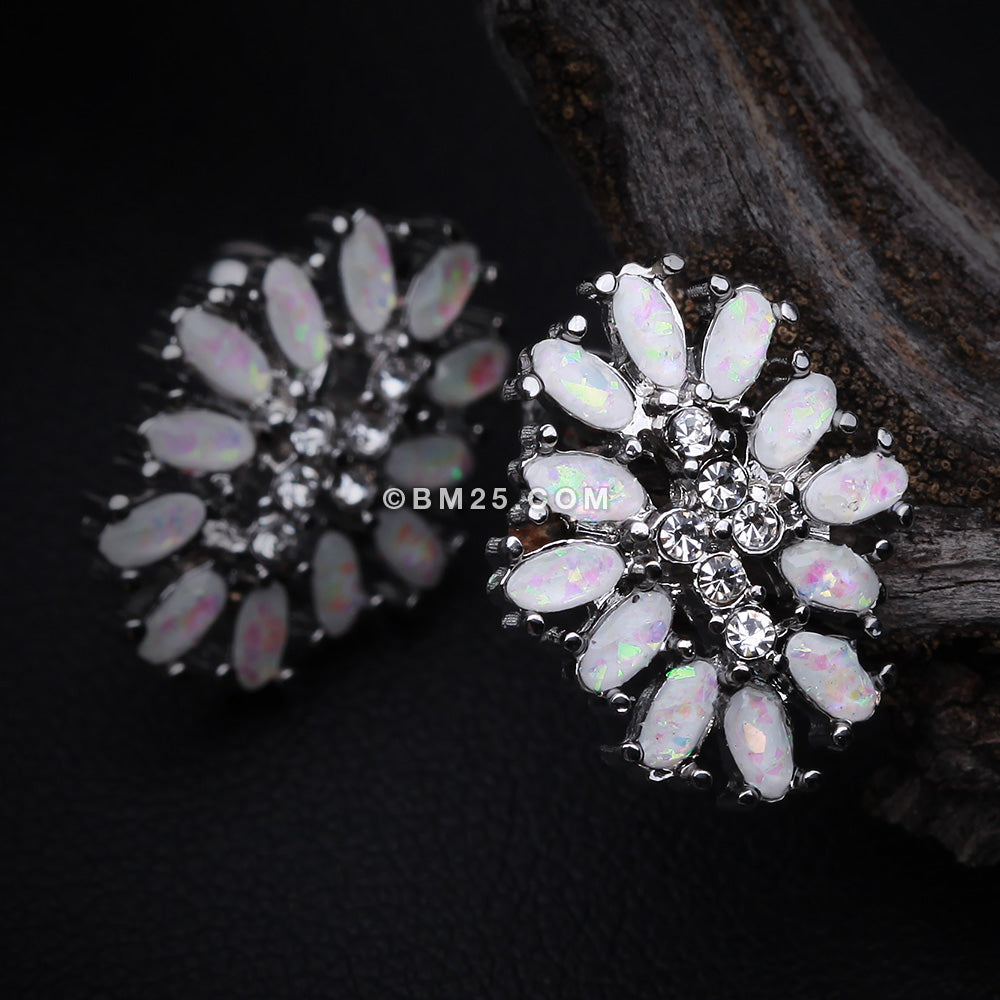 Detail View 2 of Opal Gliia Delight Flower Cartilage Tragus Earring-White/Clear