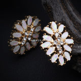 Detail View 2 of Golden Opal Gilia Delight Flower Cartilage Tragus Earring-White/Clear