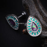 Detail View 2 of Chakra Opal Cartilage Tragus Earring-Teal/Purple