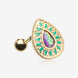Golden Chakra Opal Cartilage Tragus Earring-Teal/Purple