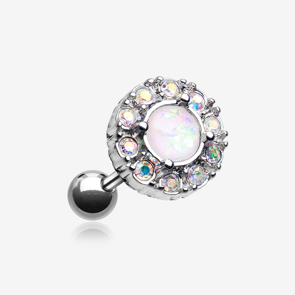 Opal Elegance Cartilage Tragus Earring-Aurora Borealis/White