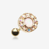 Golden Opal Elegance Cartilage Tragus Earring-Aurora Borealis/White
