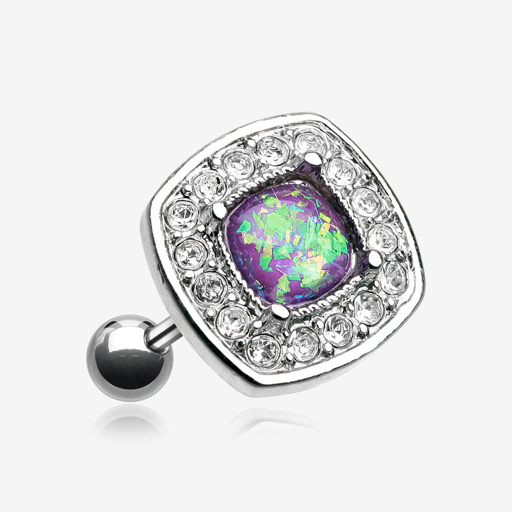 Opal Sparkle Essentia Cartilage Tragus Earring-Clear Gem/Purple