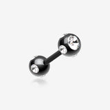Colorline PVD Double Aurora Gem Ball Steel Cartilage Tragus Barbell-Black/Clear