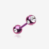 Colorline PVD Double Aurora Gem Ball Steel Cartilage Tragus Barbell-Purple/Clear