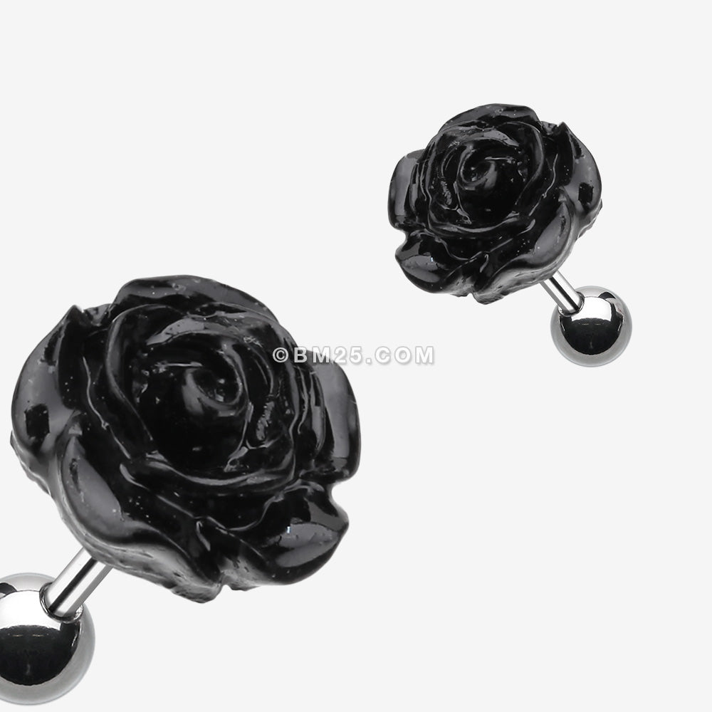 Detail View 1 of Dainty Rose Cartilage Earring-Black