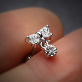 Detail View 1 of Sparkle Dangle Bow-Tie Cartilage Tragus Barbell-Clear Gem