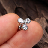 Detail View 1 of Shimmering Dayflower Cartilage Tragus Earring-Clear Gem