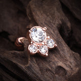 Detail View 2 of Rose Gold Royal Majestic Cartilage Tragus Earring-Clear Gem
