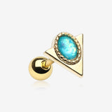 Golden Pharaoh Triangle Opal Sparkle Cartilage Tragus Earring-Teal