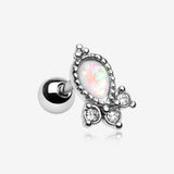 Victorian Opal Sparkle Cartilage Tragus Barbell-White/Clear