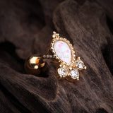 Detail View 1 of Golden Victorian Opal Sparkle Cartilage Tragus Barbell-White/Clear