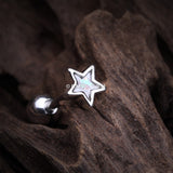 Detail View 1 of Dainty Opalescent Star Cartilage Tragus Earring-White