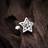 Detail View 1 of Dainty Sparkle Star Cartilage Tragus Earring-Clear Gem