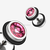 Detail View 1 of A Pair of Pointy Crystalline Faux Gauge Plug Earring-Pink