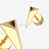 Detail View 1 of A Pair of Golden Triangle Force Steel Fake Plug Earring-Gold