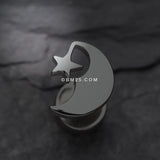 Detail View 2 of A Pair of Crescent Moon & Star Steel Fake Plug Earring-Steel