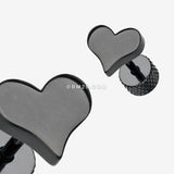 Detail View 1 of A Pair of Blackline Lovely Heart Steel Fake Plug Earring-Black