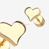 Detail View 1 of A Pair of Golden Lovely Heart Steel Fake Plug Earring-Gold