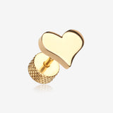 A Pair of Golden Lovely Heart Steel Fake Plug Earring-Gold