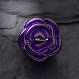 Detail View 2 of A Pair of Colorline Rose Blossom Steel Fake Plug Earring-Purple
