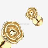 Detail View 1 of A Pair of Golden Rose Blossom Steel Fake Plug Earring-Gold