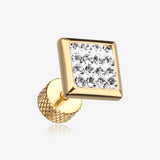 A Pair of Golden Square Multi-Gem Sparkle Fake Plug Earring*