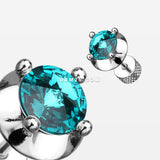 A Pair of Spacer Saucer Crystal Fake Plug Earring-Teal