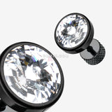 Detail View 1 of A Pair of Blackline Pointy Faceted Crystal Fake Plug Earring-Clear Gem