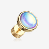 A Pair of Golden Iridescent Revo Sparkle Steel Fake Plug Earring