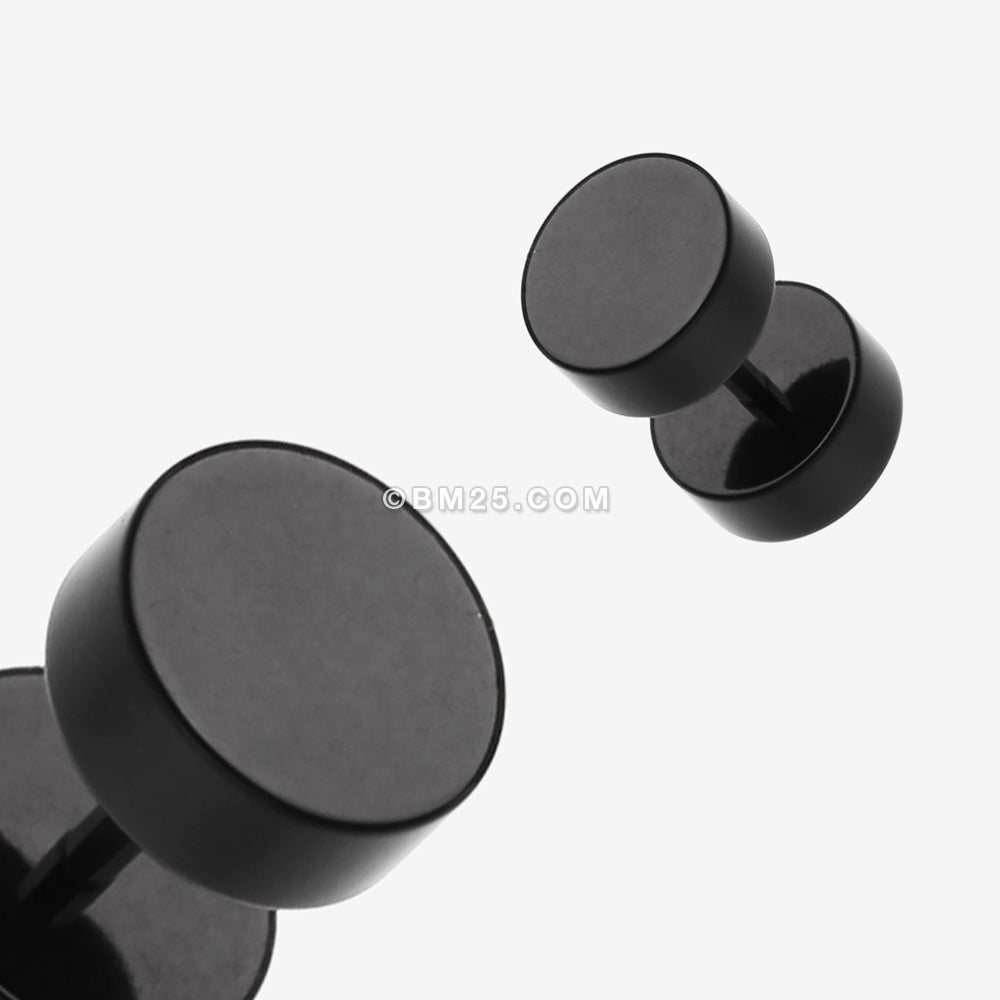 Detail View 1 of A Pair of Solid Acrylic Faux Gauge Plug Earring-Black