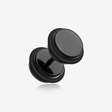 A Pair of Solid Acrylic O-Ring Faux Gauge Plug Earring-Black